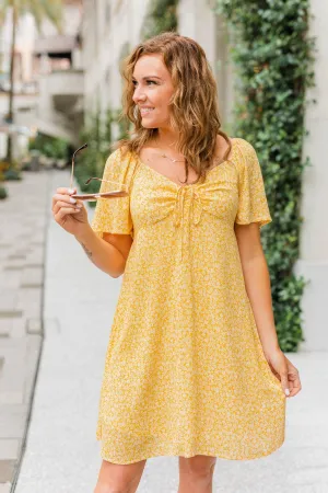 Dashing Through The Daisies Floral Dress- Yellow