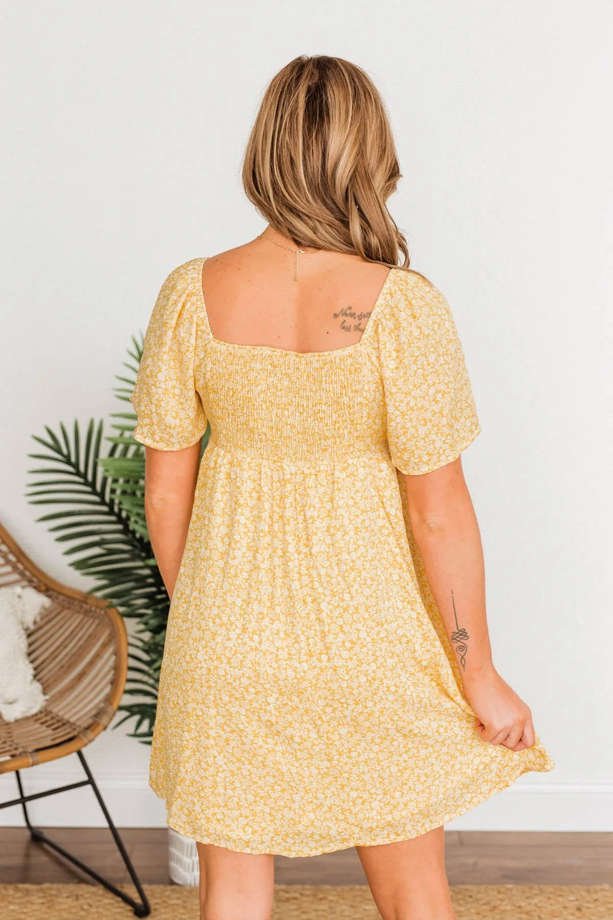 Dashing Through The Daisies Floral Dress- Yellow