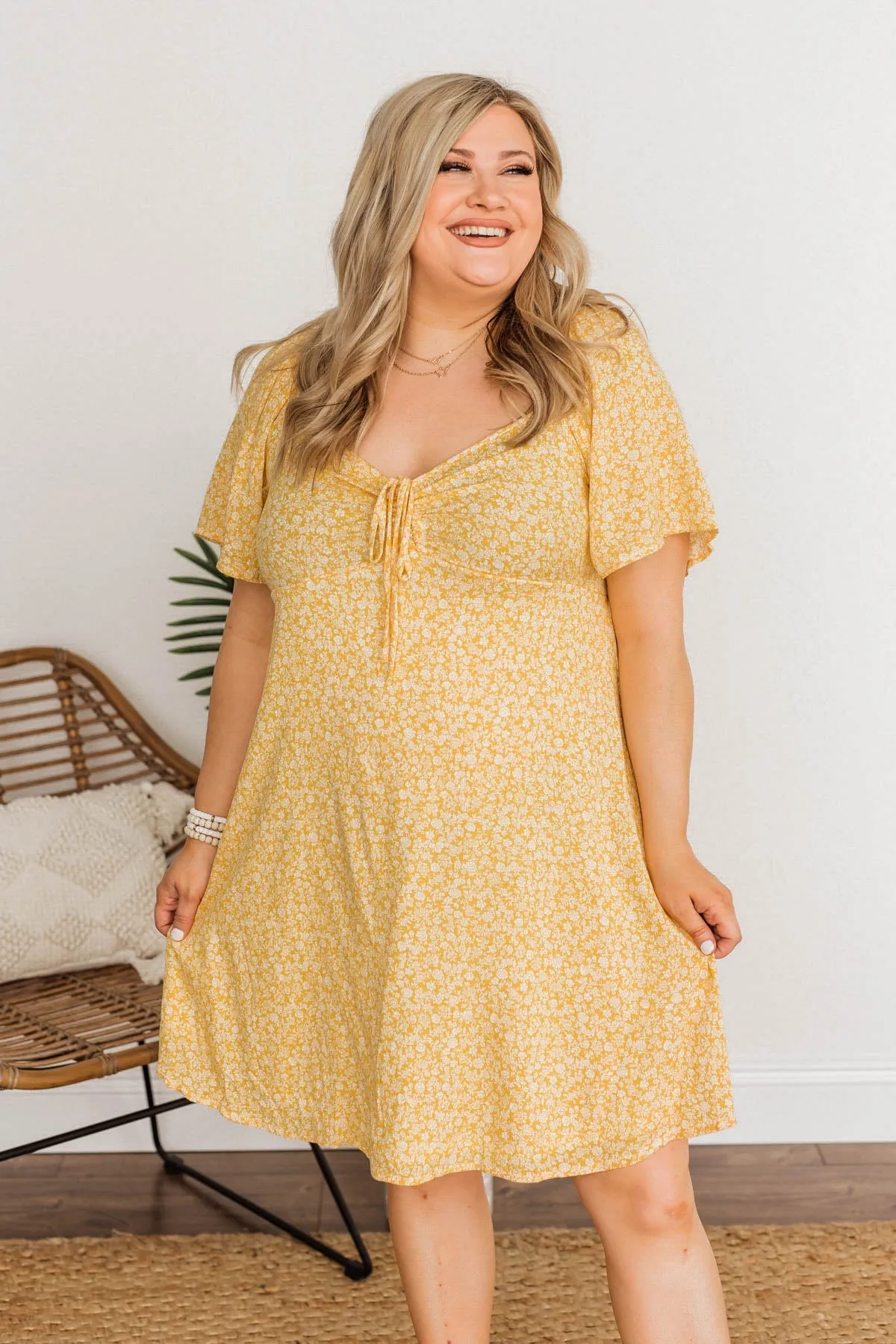 Dashing Through The Daisies Floral Dress- Yellow