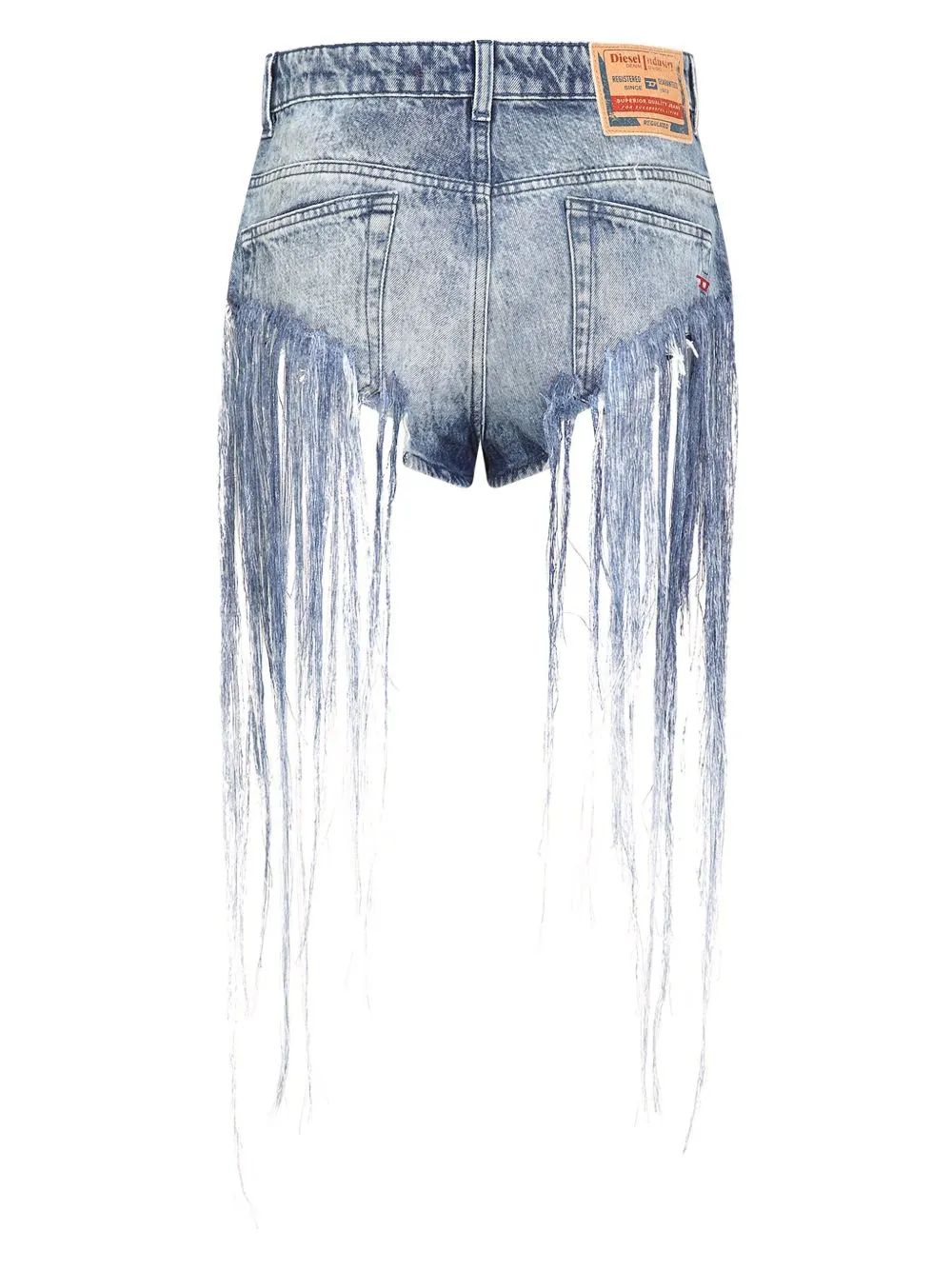 Denim fringed shorts