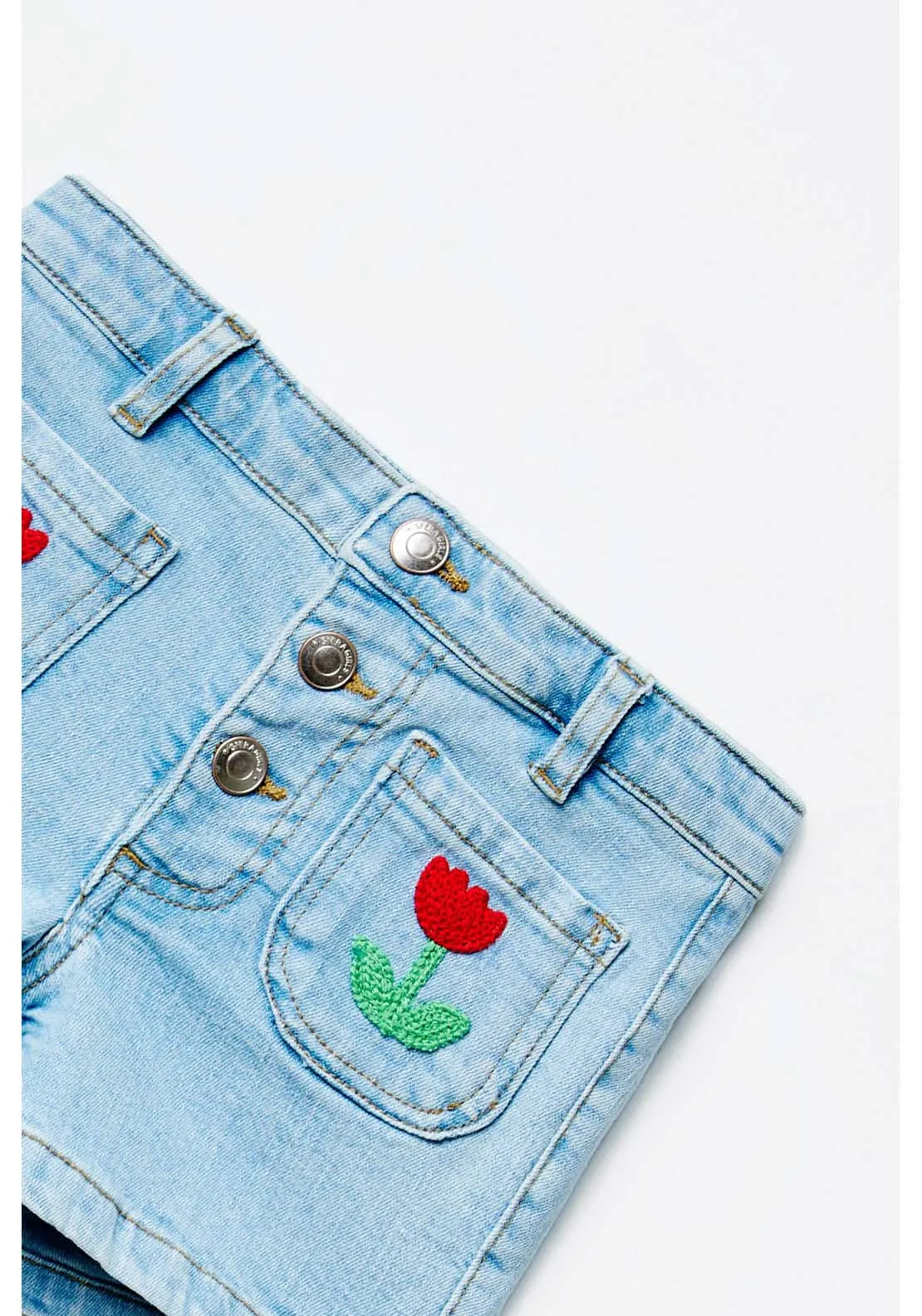 Denim Patch Shorts - Light Denim
