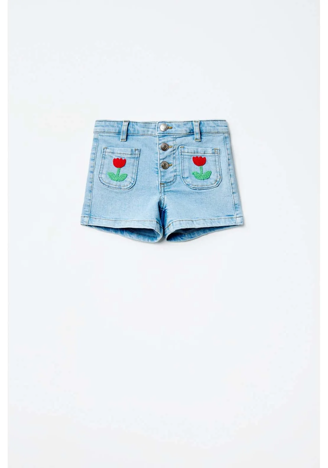 Denim Patch Shorts - Light Denim