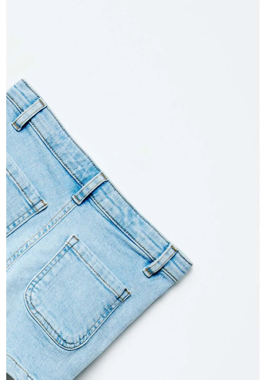Denim Patch Shorts - Light Denim