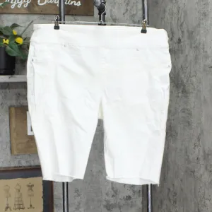 DG2 by Diane Gilman Womens Plus Size Denim Bermuda Shorts White 2X