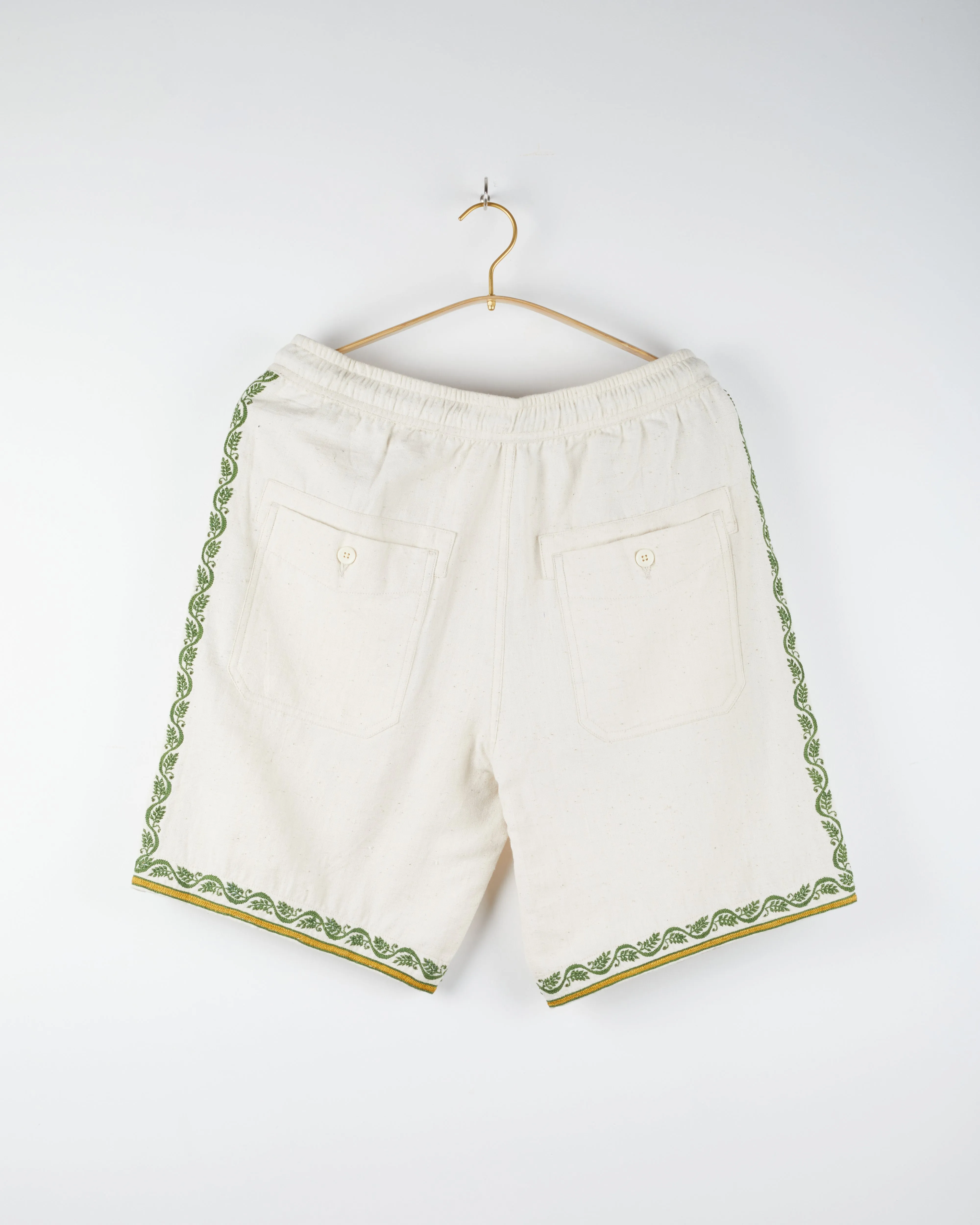 Dipak Utility Short in Chikankari Embroidery Natural
