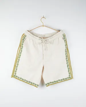 Dipak Utility Short in Chikankari Embroidery Natural