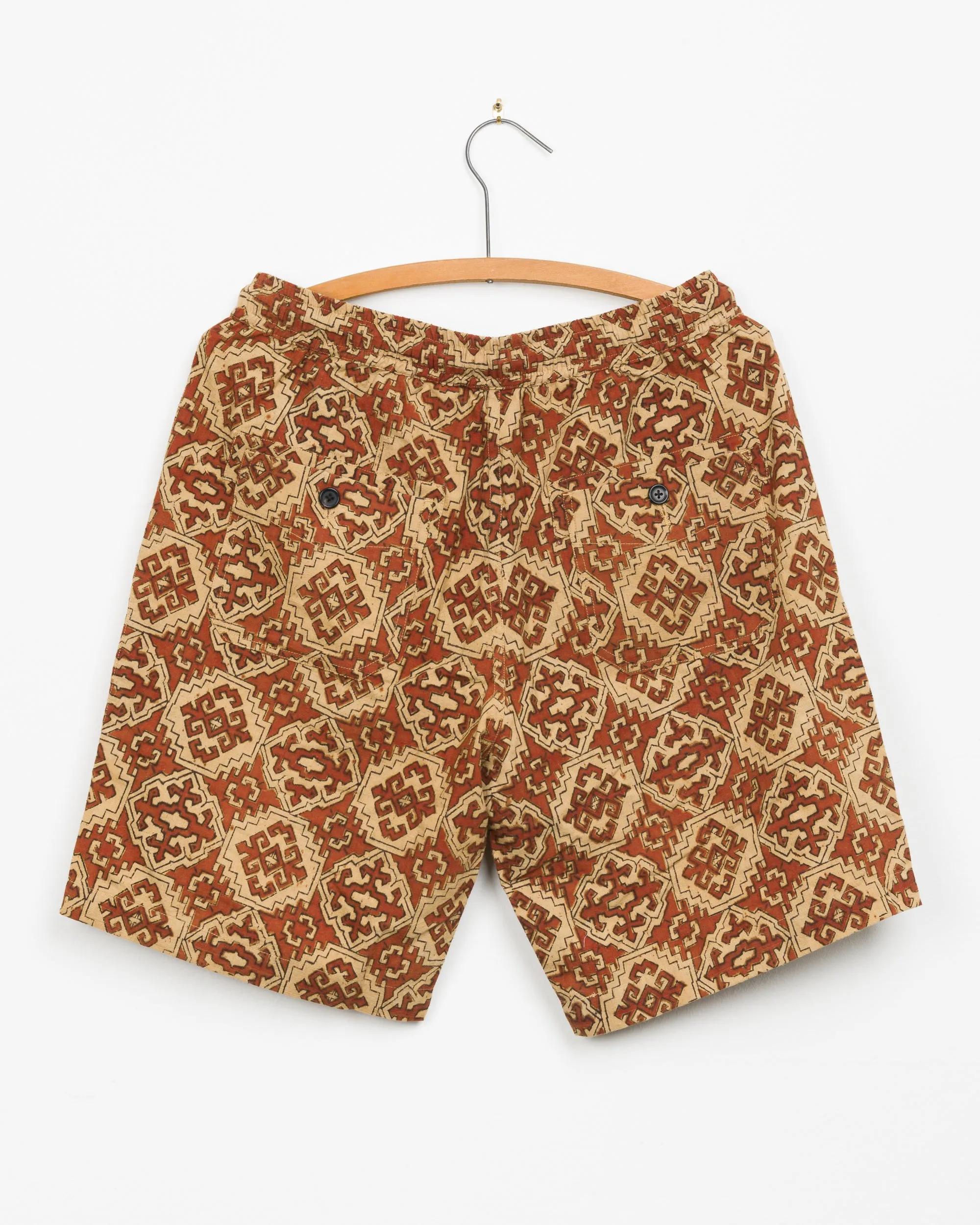 Dipak Utility Short in Tile Block Print