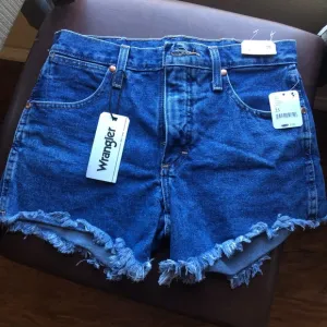 Distressed Denim Wrangler Shorts, size 25.