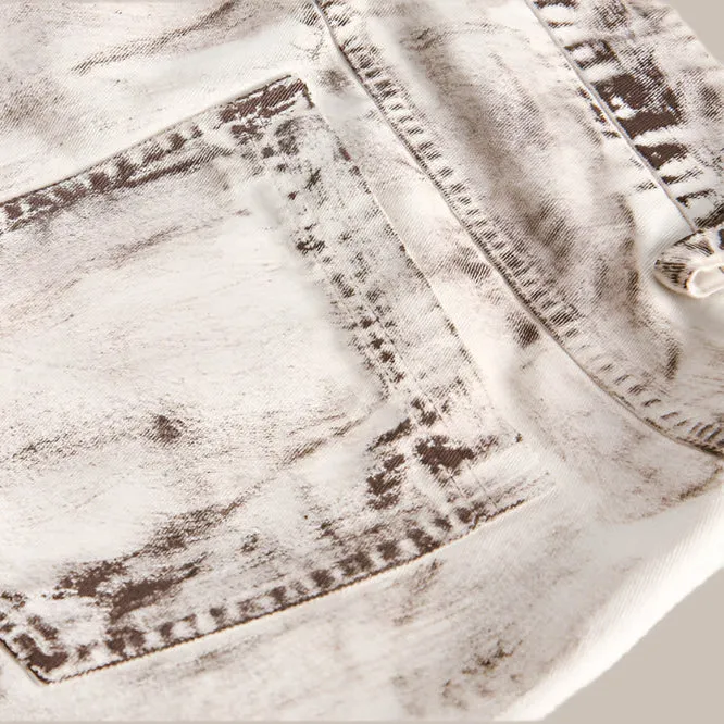 Distressed Dirty Denim Cargo Pocket Shorts