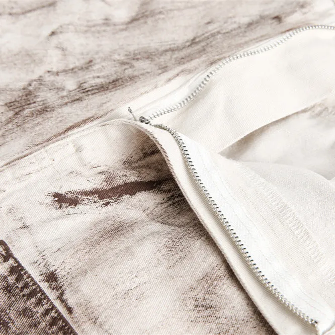Distressed Dirty Denim Cargo Pocket Shorts