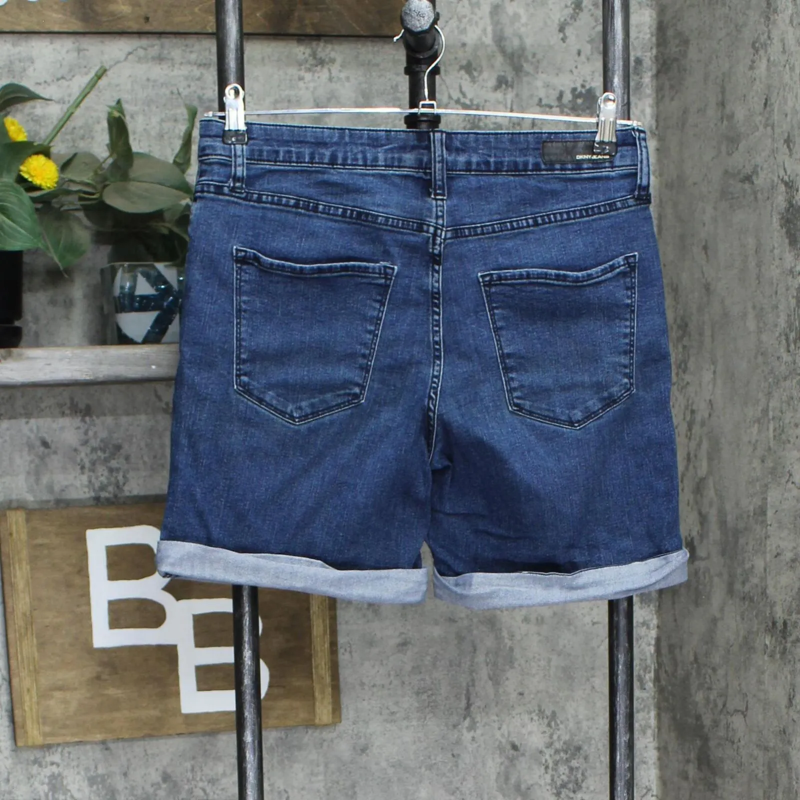 DKNY Jeans Womens Rolled Cuff Bermuda Jean Shorts 167316b14a9b6d Blue 6
