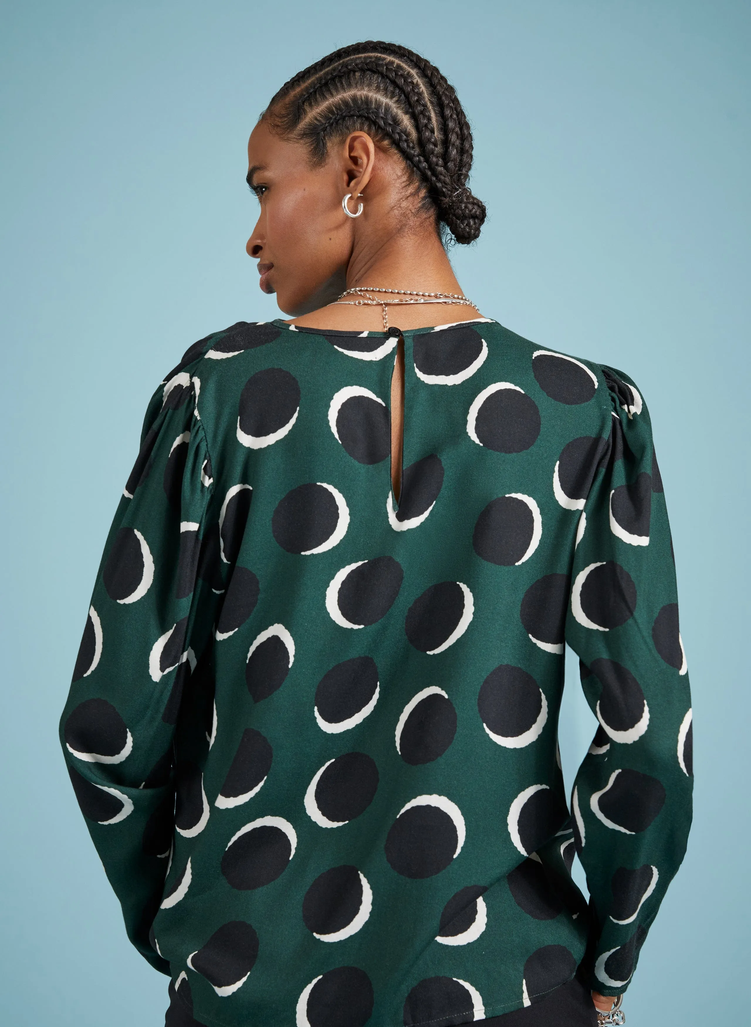 Dottie Livaeco Viscose Printed Blouse | Green Shadow Spot