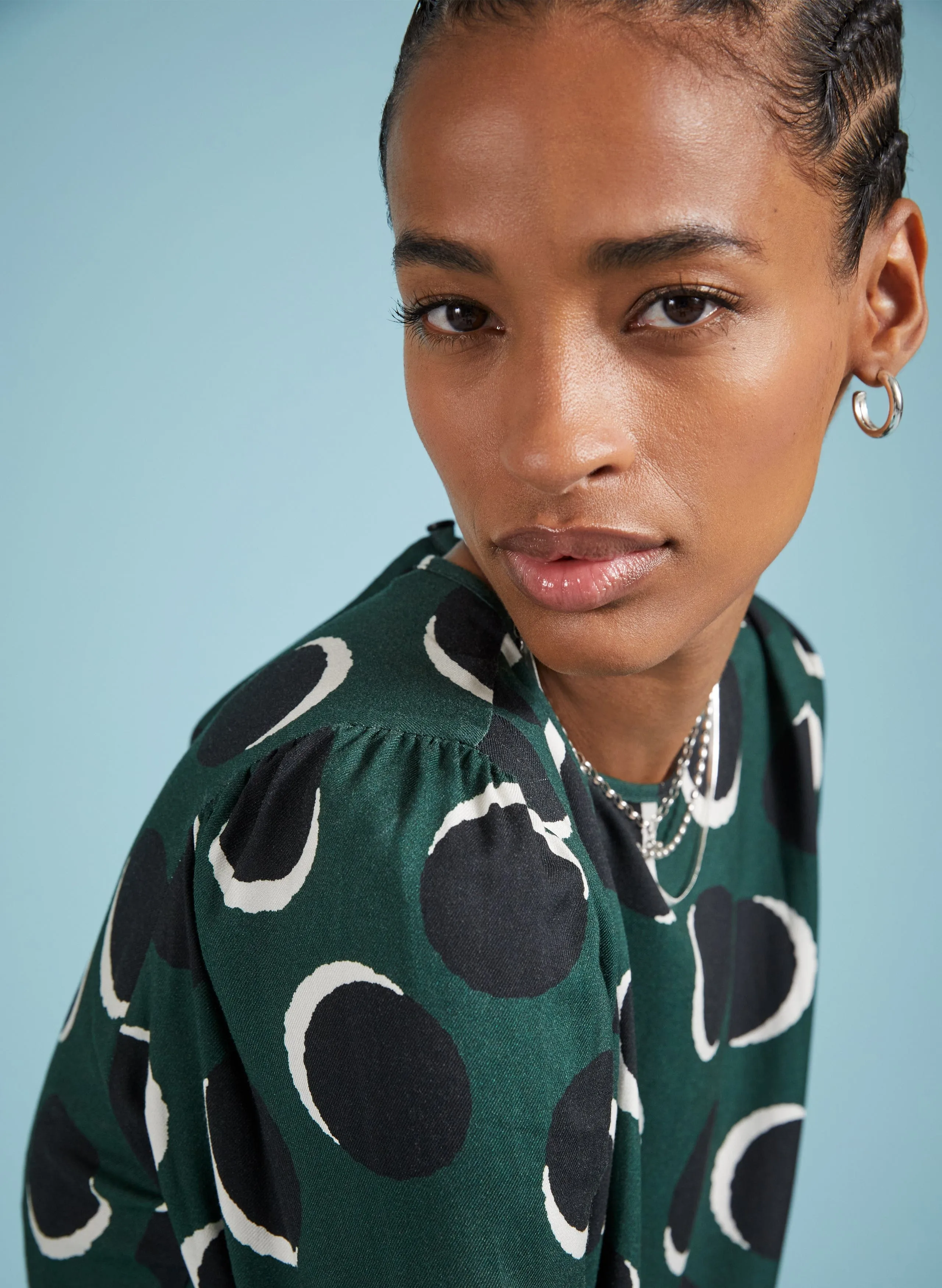 Dottie Livaeco Viscose Printed Blouse | Green Shadow Spot