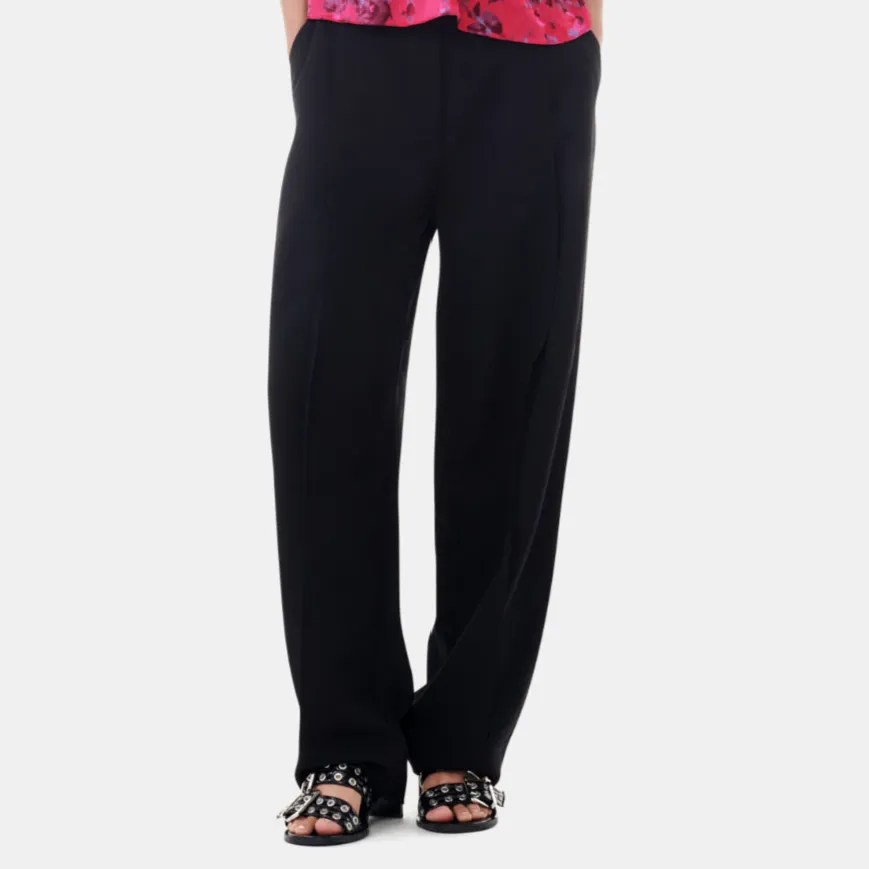 DRAPEY MELANGE LOOSE TROUSERS | BLACK