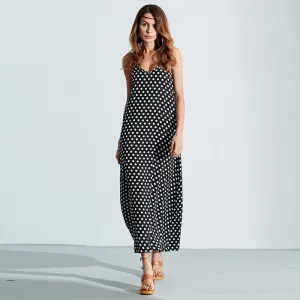Dress Fashion Women Strapless Polka Dot Casual Loose Long Maxi Dress Beachwear Cotton Vestidos Plus Size