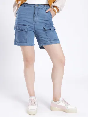 DressBerry Women Utility Touch Denim Cargo Shorts