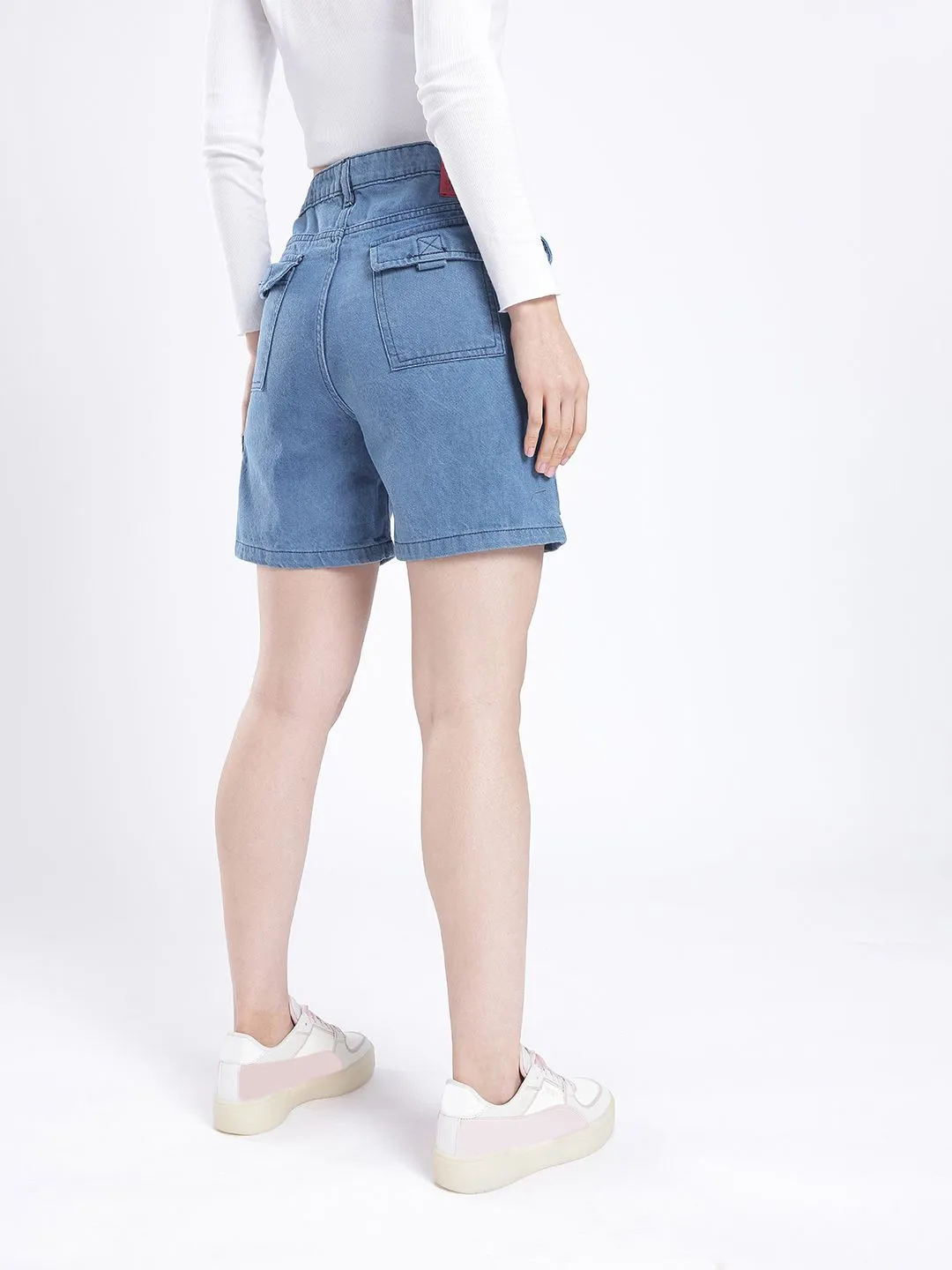 DressBerry Women Utility Touch Denim Cargo Shorts