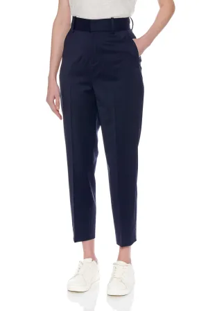 Dunkrik Trousers - High-waisted slim cigarette trousers in navy