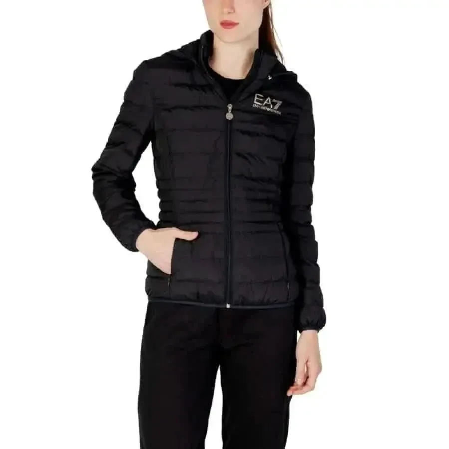 Ea7 Women's Long Hooded Jacket in White