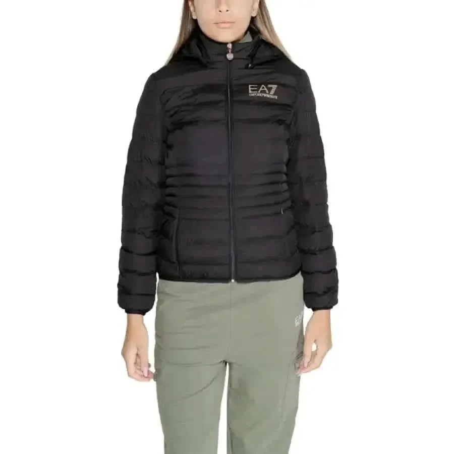 Ea7 Women's Long Hooded Jacket in White