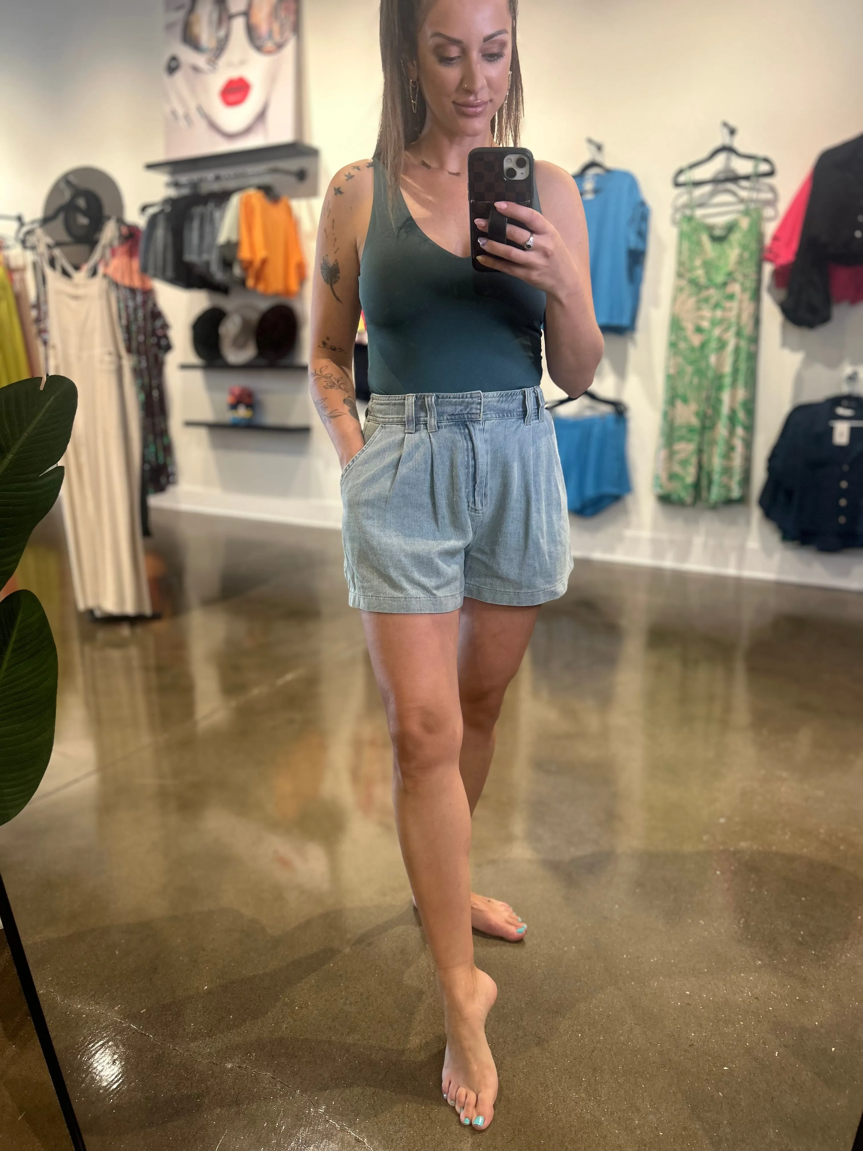 Elastic Denim Short