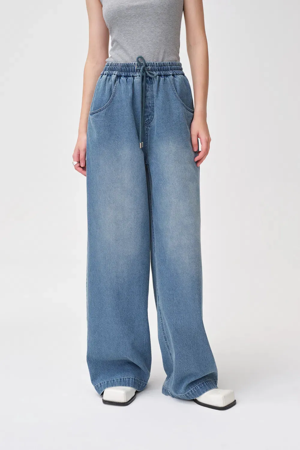 Elastra High-Waisted Drawstring Jeans
