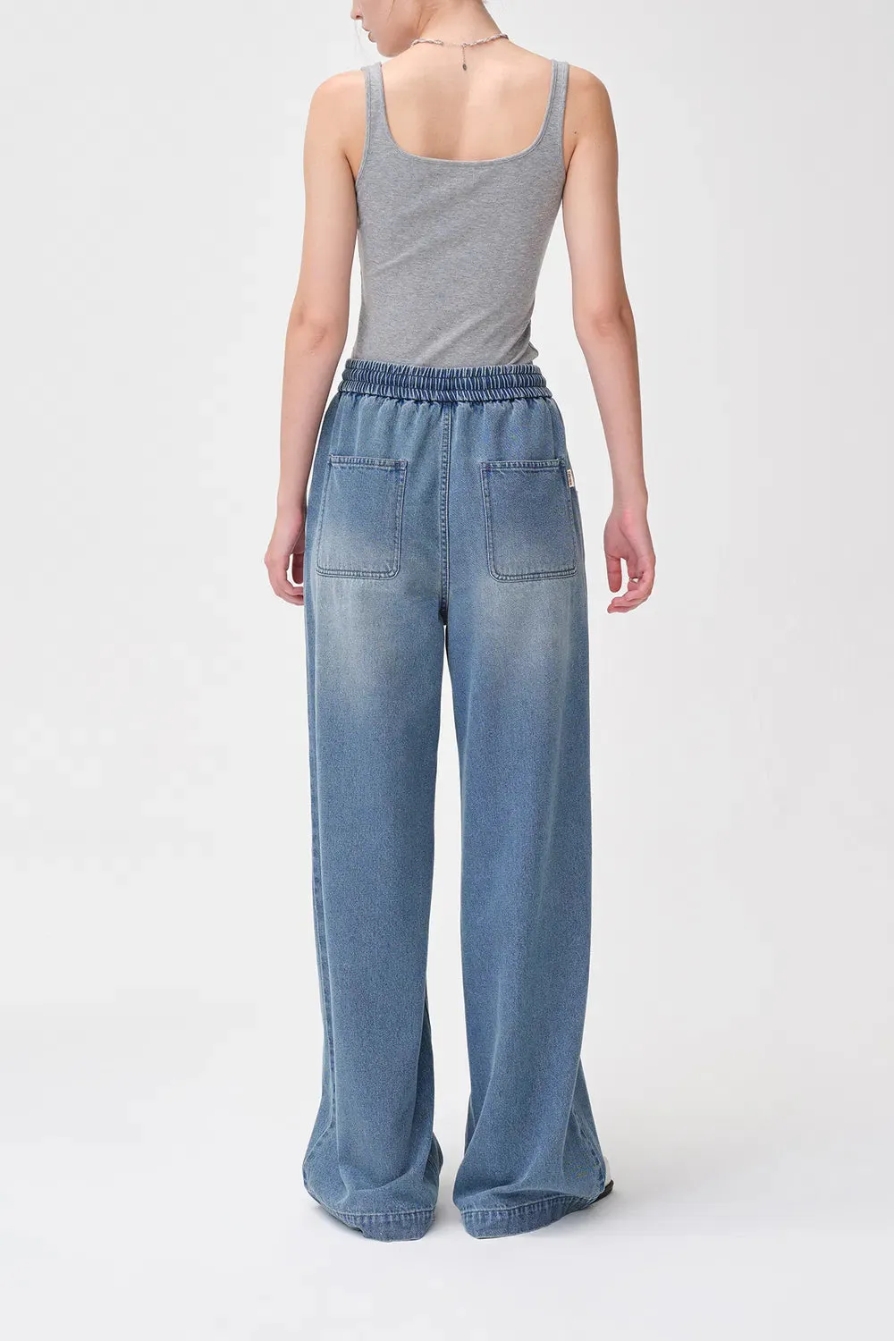 Elastra High-Waisted Drawstring Jeans