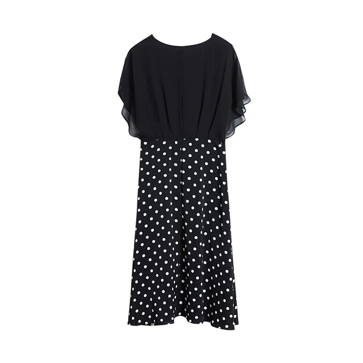 Elegant Faux Two-Piece Women's Tea Dress with a Charming V-Neck