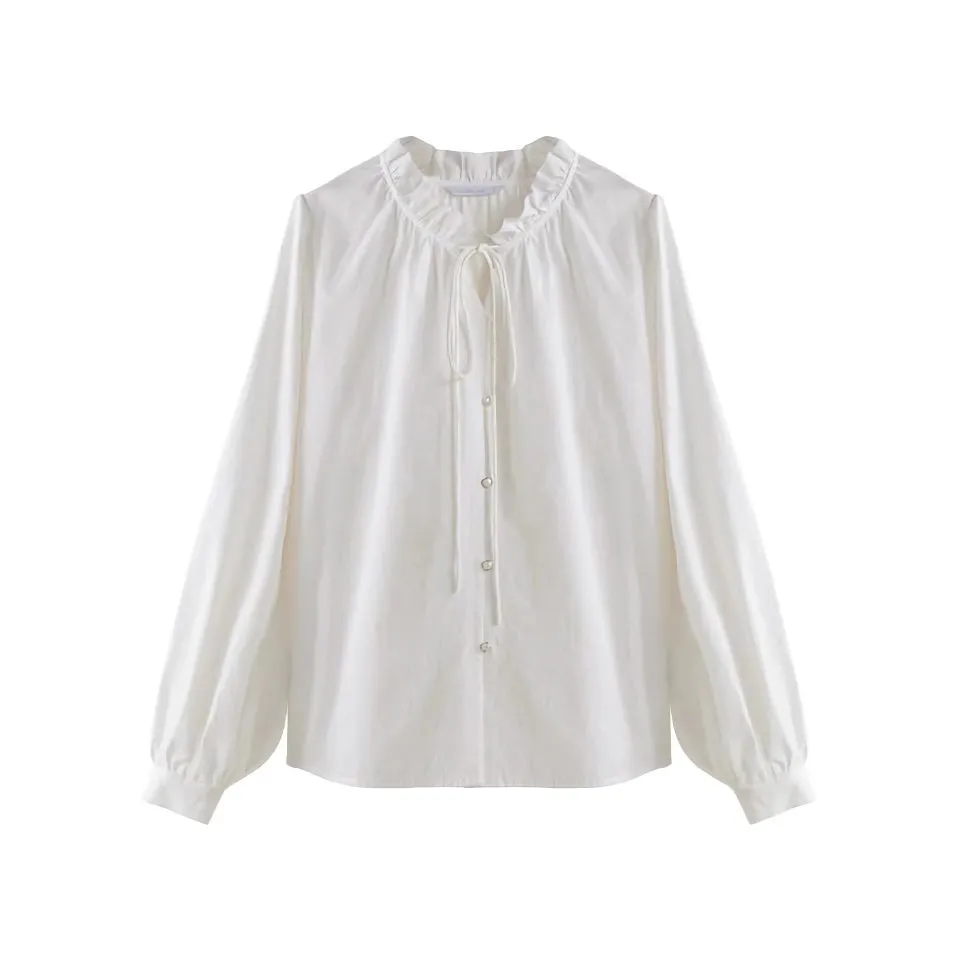 Elegant French Style Casual Puff Sleeve Shirt