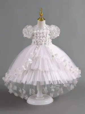 Enchanting Blooms Floral Appliqué Flower Girl Dress