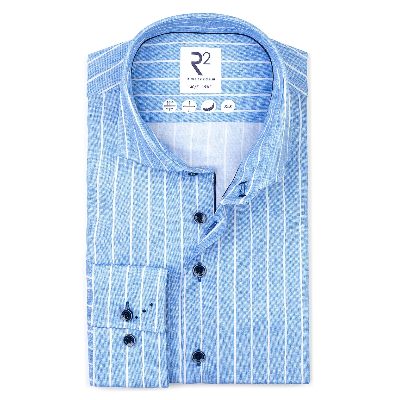 Extra long sleeves. Striped stretch shirt