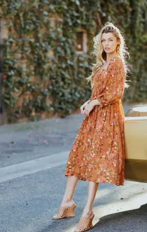 Fall Floral A-Line Dress