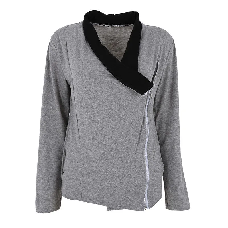Fashion Women Korean Zipper Slim Casual Long Sleeve Jacket Outwear Coat 3 Colors S-XLHG NW