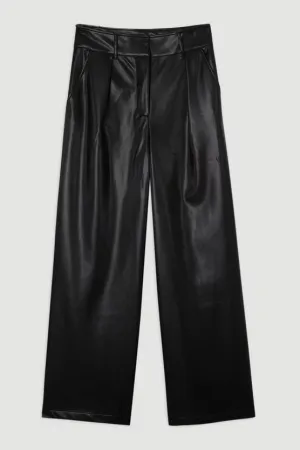 Faux Leather High Waisted Wide Leg Trousers