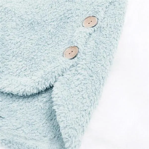 Female Jacket Plush Coat Fashion Warm Women Button Coat Fluffy Tail Tops Women's Hooded Jackets Pullover Loose Sweater Size Plus