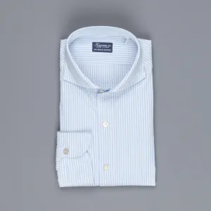 Finamore Gaeta shirt Sergio collar seersucker blue white stripe