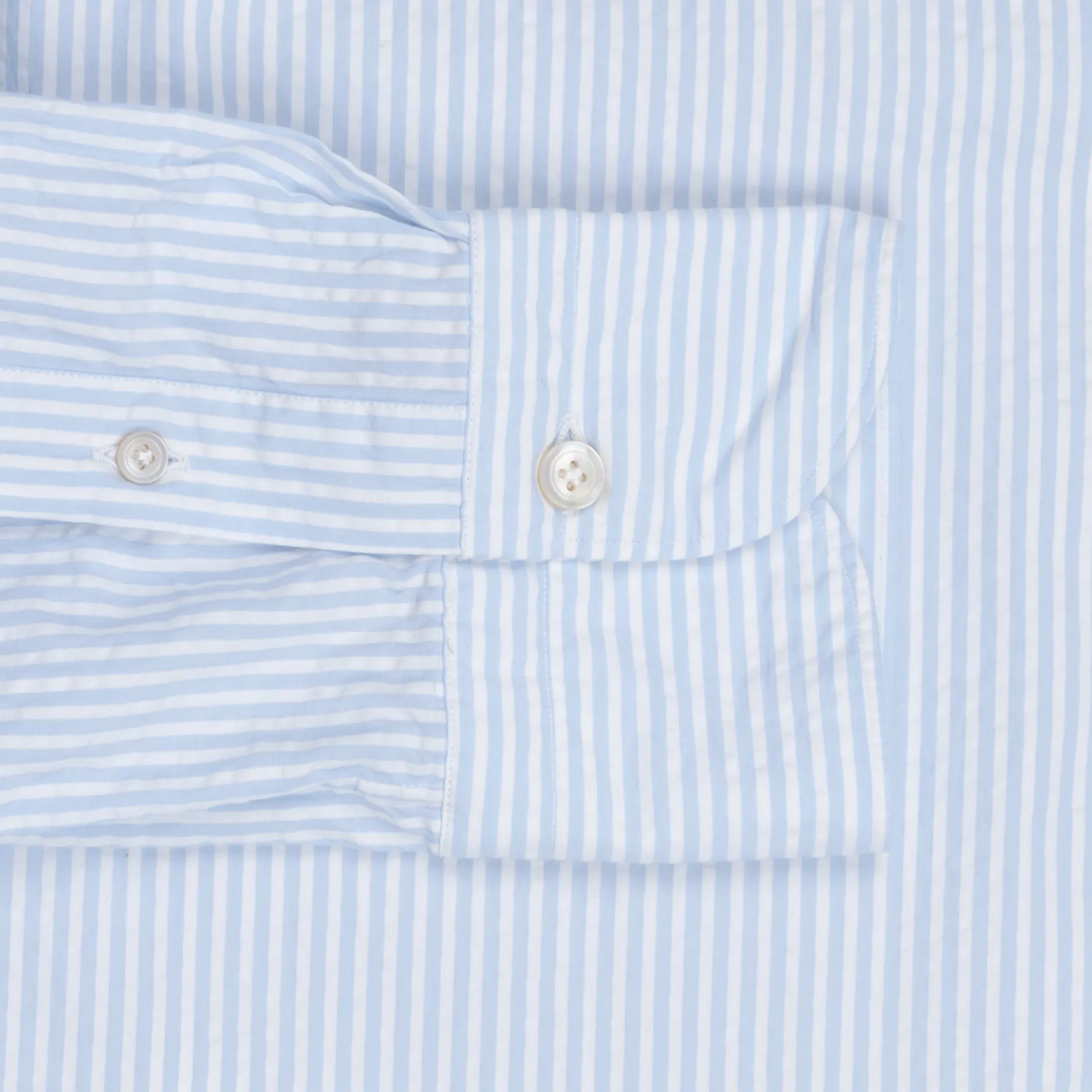 Finamore Gaeta shirt Sergio collar seersucker blue white stripe