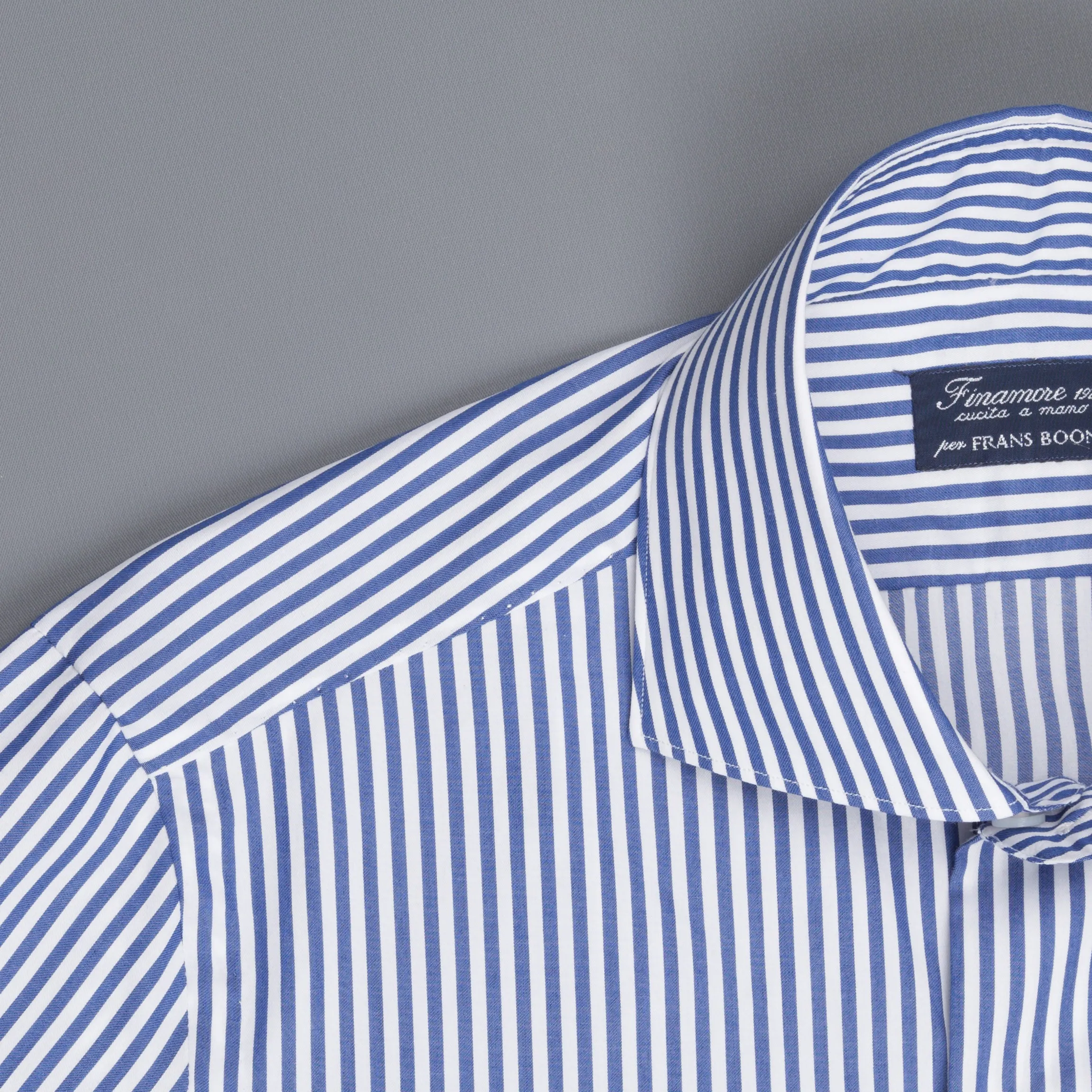 Finamore Milano collo Eduardo Bengal Stripe shirt blue