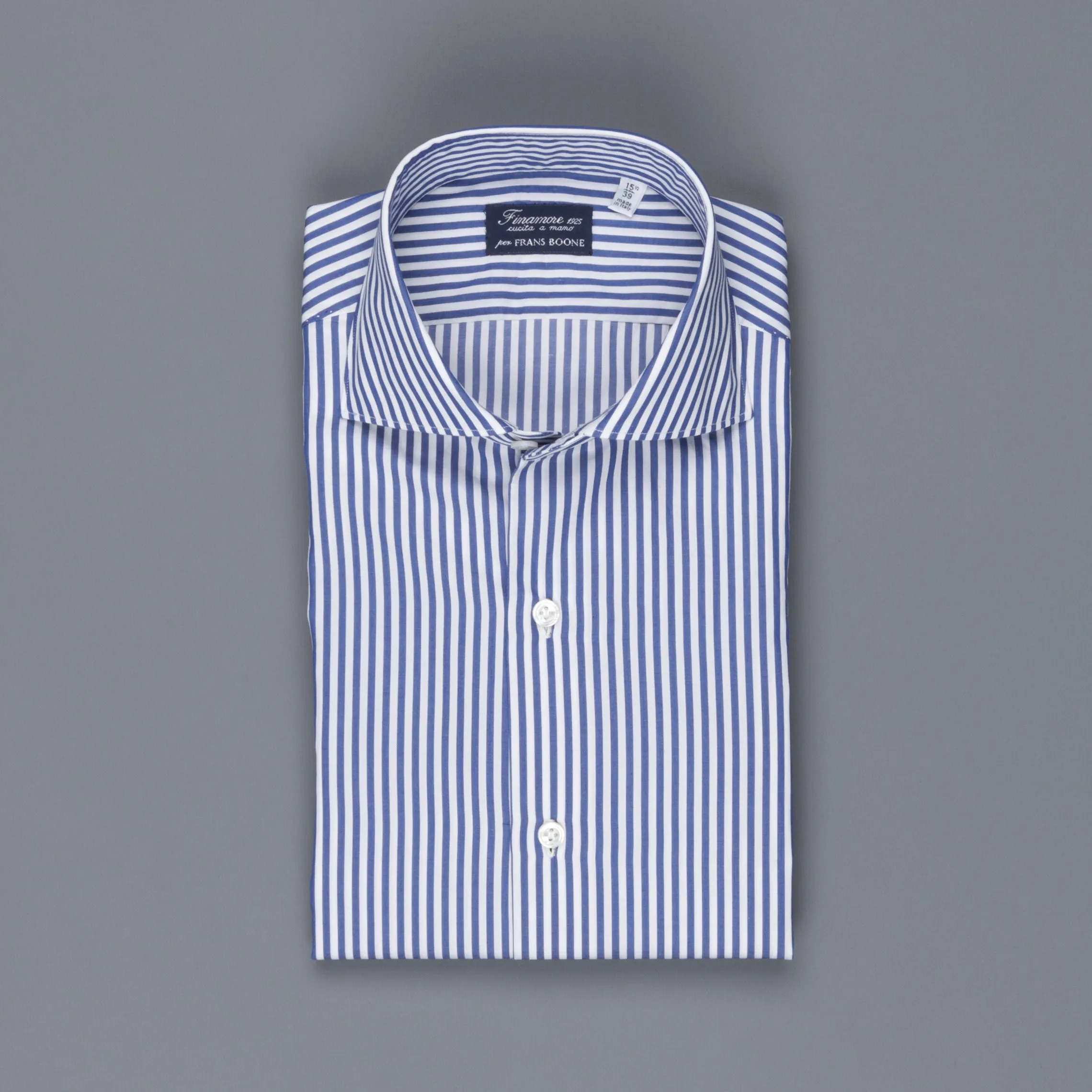 Finamore Milano collo Eduardo Bengal Stripe shirt blue