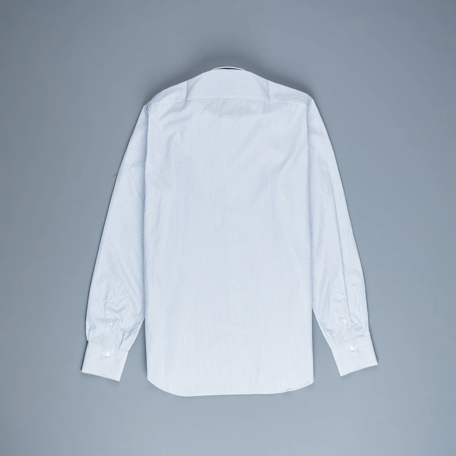 Finamore Napoli Shirt Eduardo Collar Alumo Navy Pencil Stripe