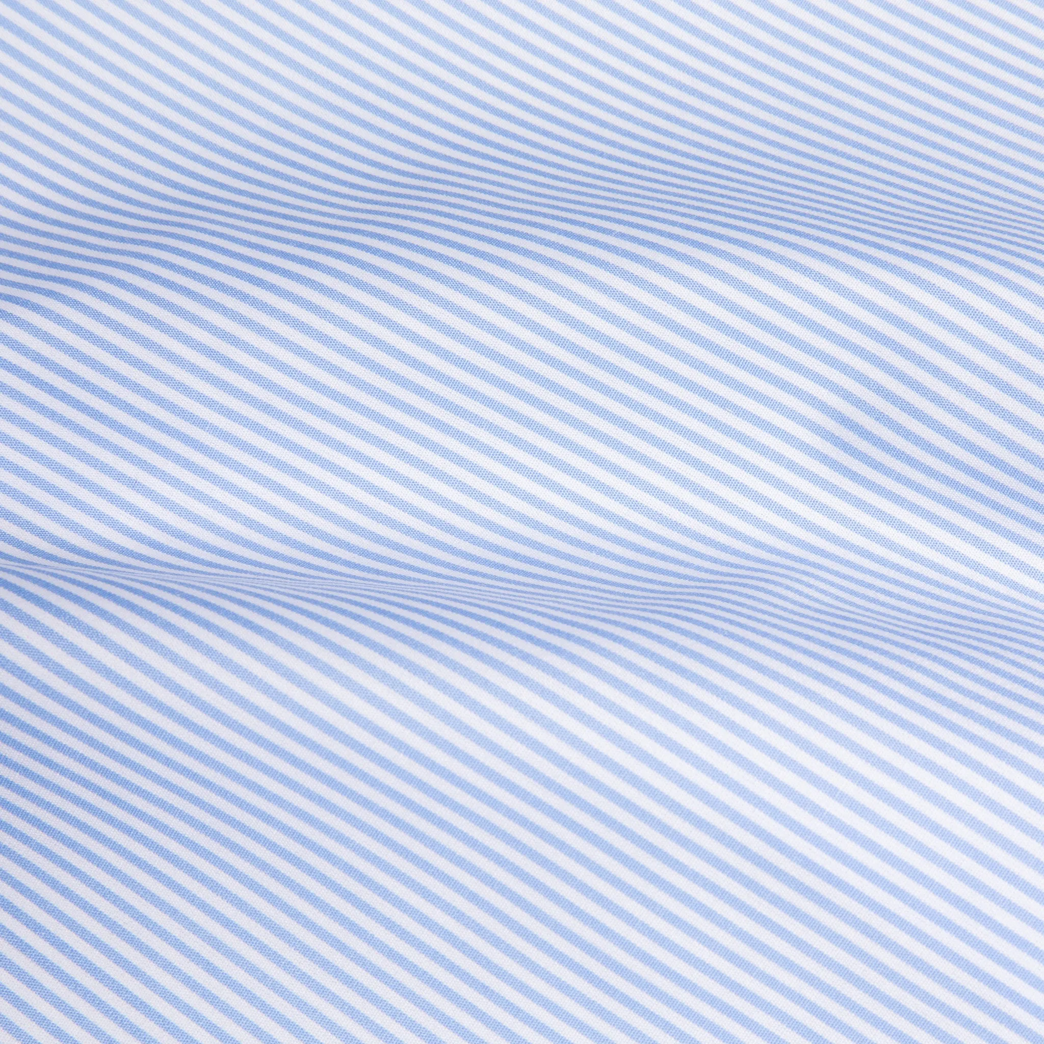 Finamore "Traveller" shirt Milano fit collar eduardo light blue stripe