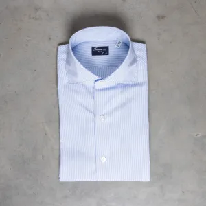 Finamore "Traveller" shirt Milano fit collar eduardo light blue stripe