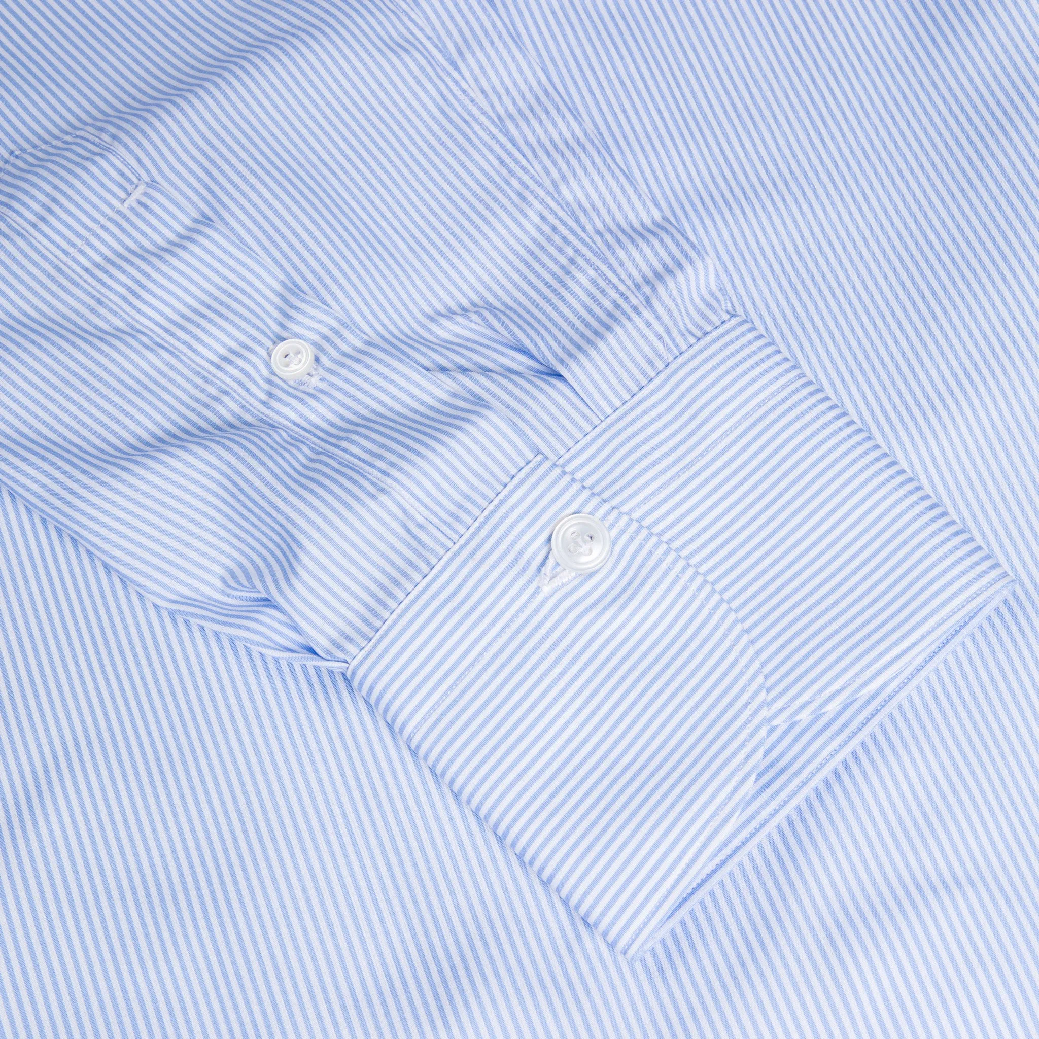Finamore "Traveller" shirt Milano fit collar eduardo light blue stripe