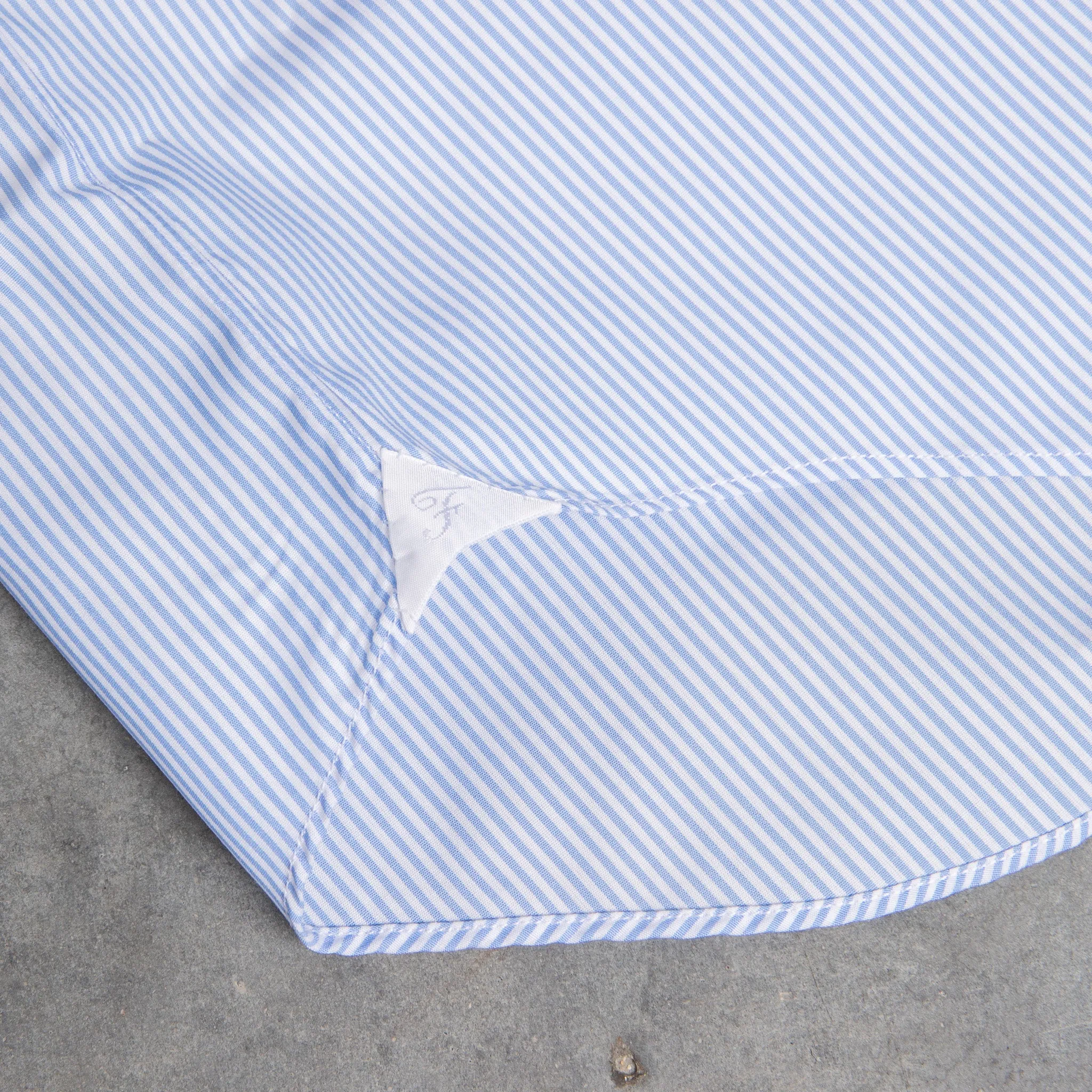 Finamore "Traveller" shirt Milano fit collar eduardo light blue stripe