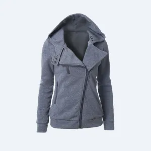 Flocking Bomber Jacket Women Solid Basic Hooded Cotton Coats Asymmetric Zippers Black Jacket Coats Z28
