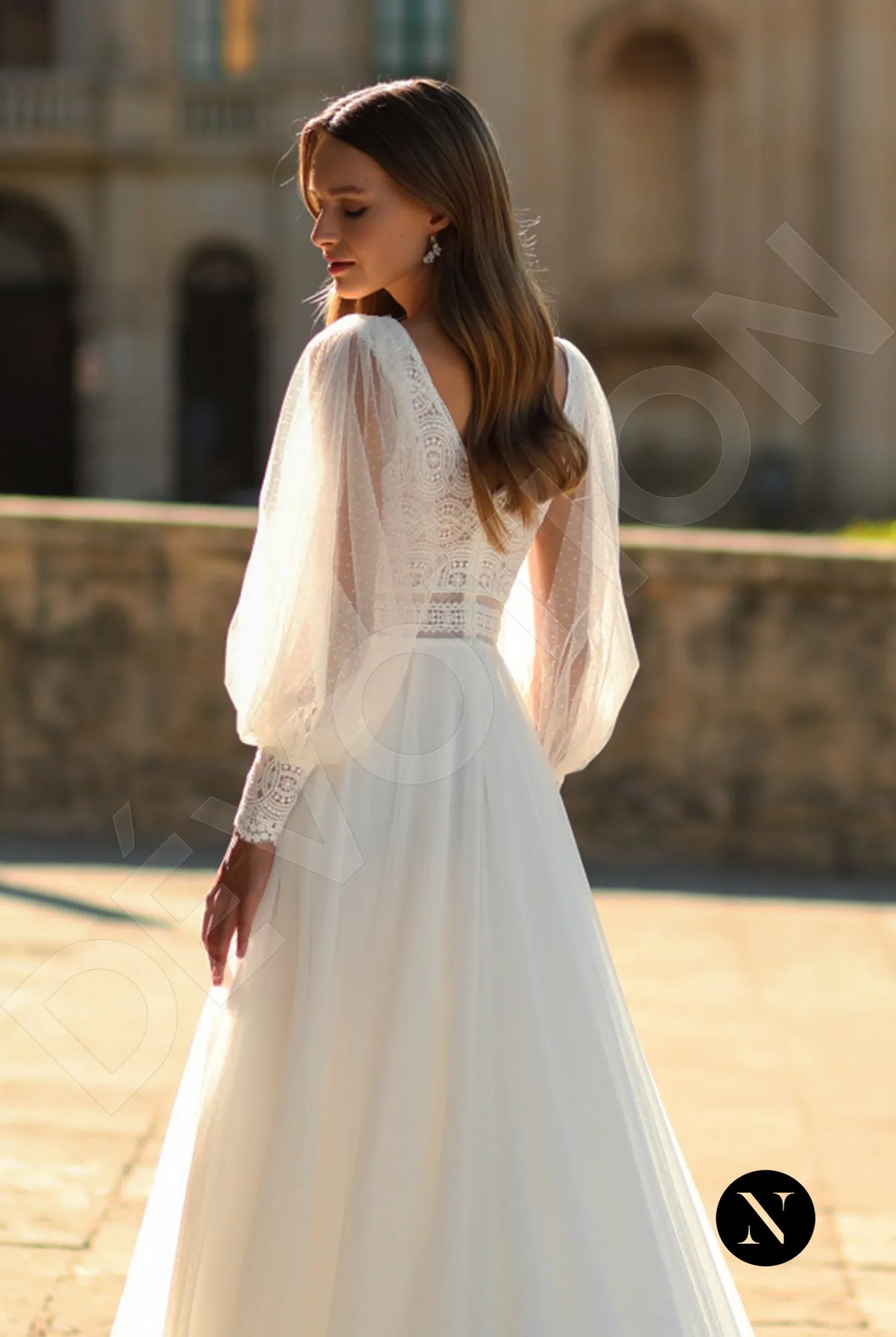 Flora A-line V-neck Ivory Wedding dress