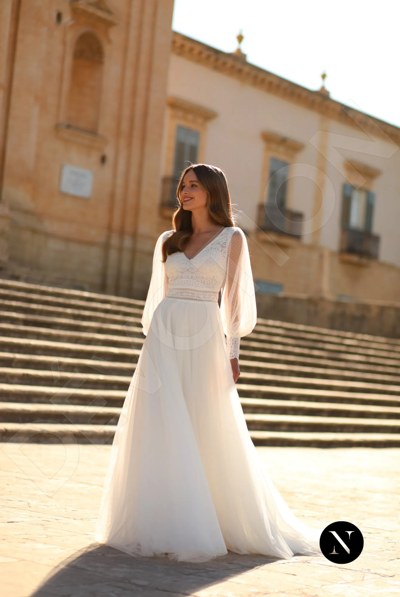 Flora A-line V-neck Ivory Wedding dress