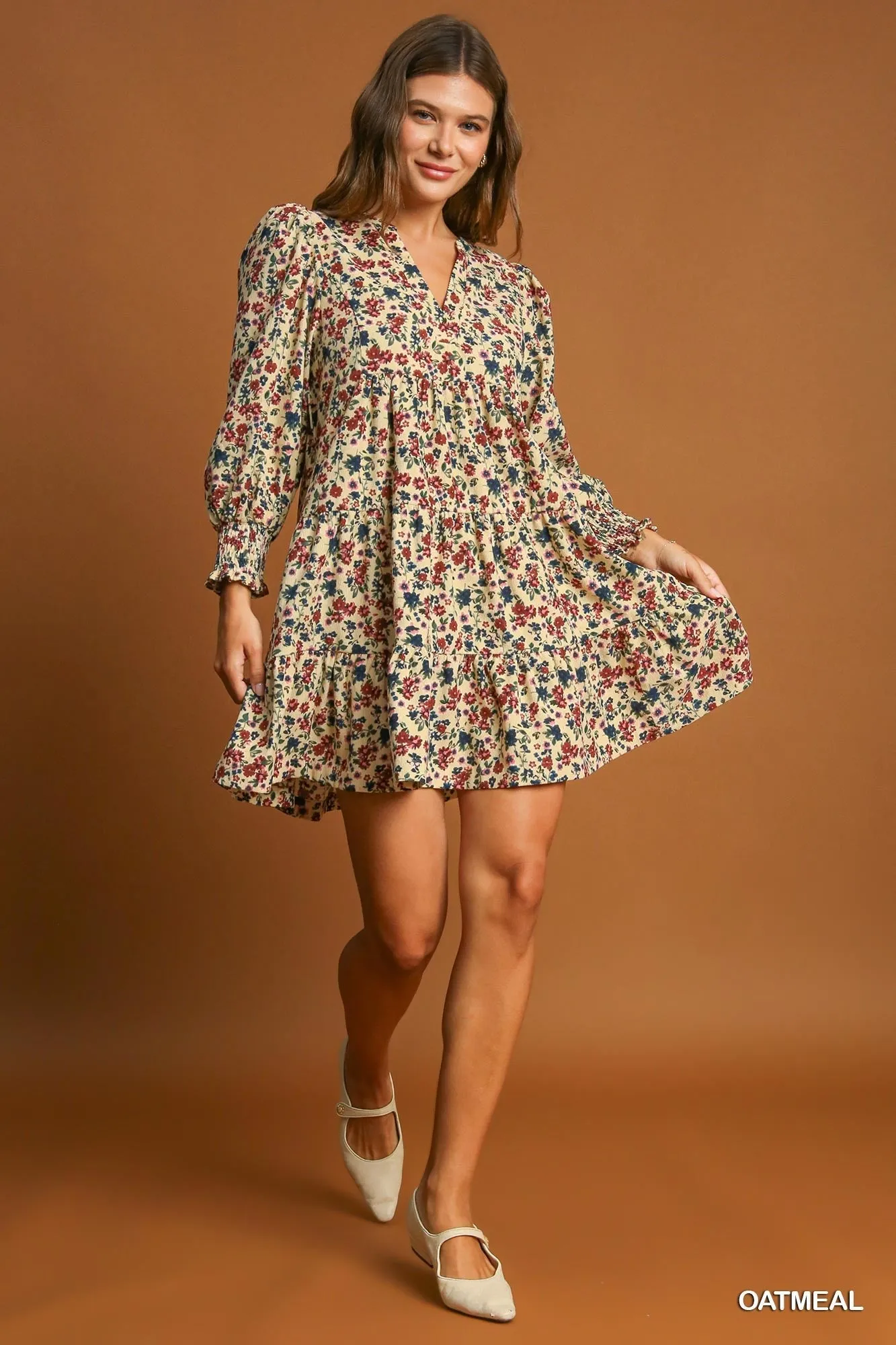 Floral Corduroy Dress By Umgee