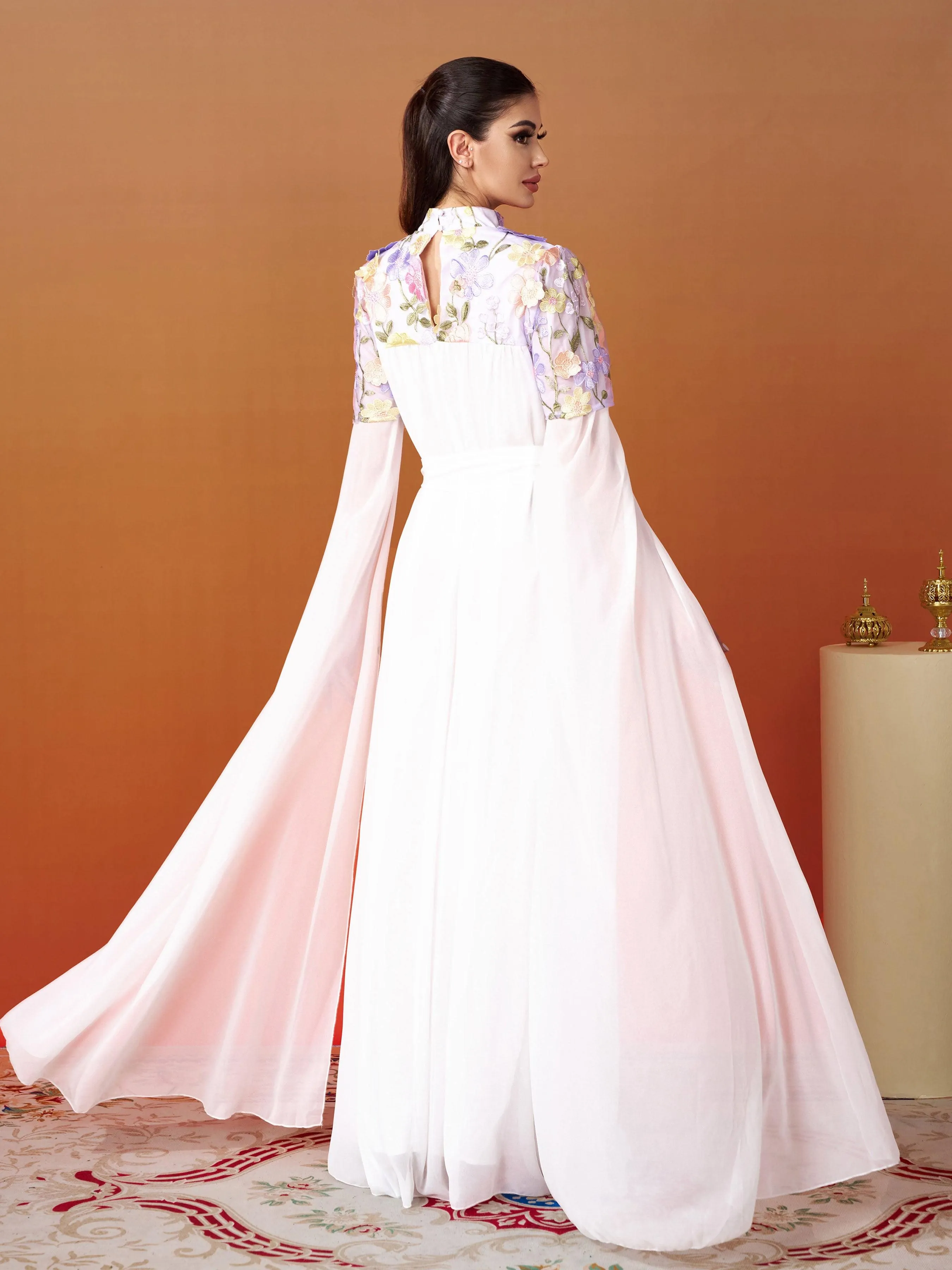 Floral Embroidery Tulle Bridesmaid Dress MES00447