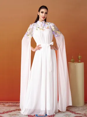 Floral Embroidery Tulle Bridesmaid Dress MES00447